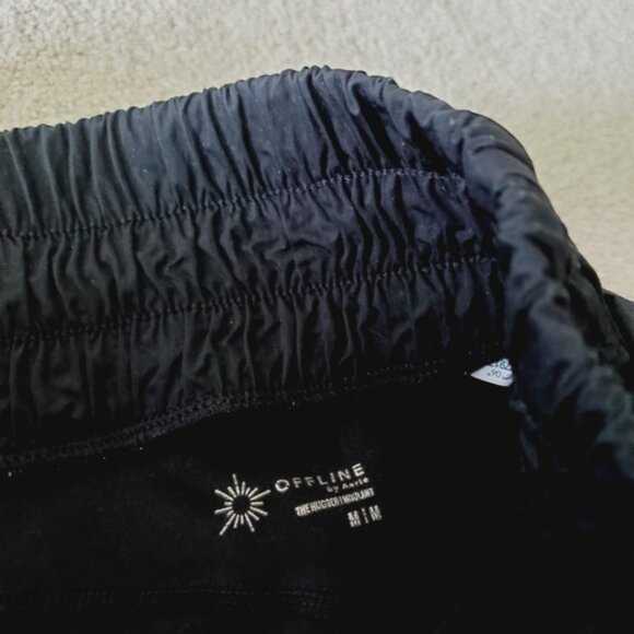 Aerie Offline Hugger Champ High Rise Black Nylon Gym Running Lounge Shorts M - Picture 4 of 8